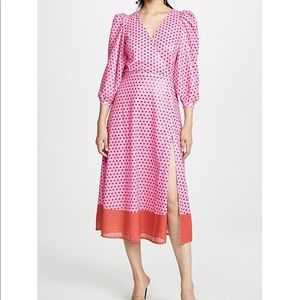 Olivia Rubin puff sleeve pink polka dot dress